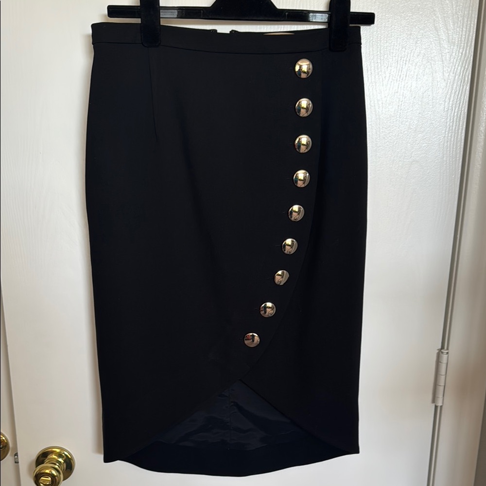 Michael Kors Collection Black Skirt with Silver Buttons